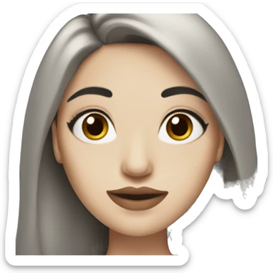 A woman with long black hair white skin makeup  brown eyes in a dress sticker