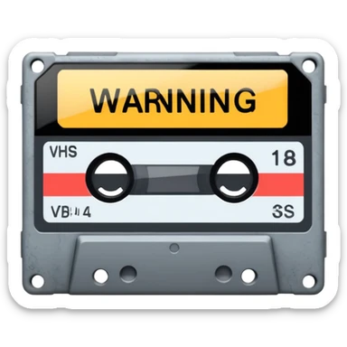 VHS tape with scratched warning label.
 sticker