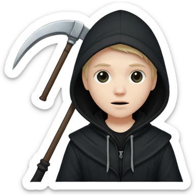 zoomed black hood skull scythe sticker