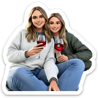 smiling woman enjoying outdoor wine sticker