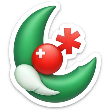 Crear un emoji con una cruz roja y una media luna verde, sin caras sticker