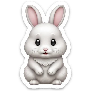 a rabbit with a clear expression and gesture that communicates 'don't!' using expressive body language, apple style emoji, no text sticker