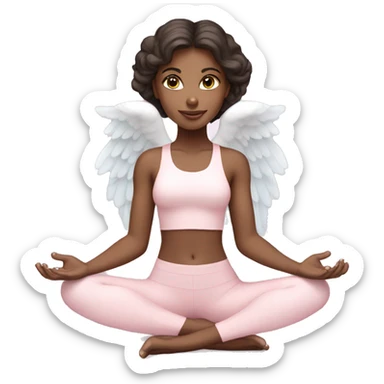 angelic brunette and blue eyed yoga girl in light pink yoga outfit sticker