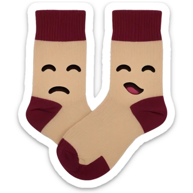aesthetic biege socks with burgundy packing sticker