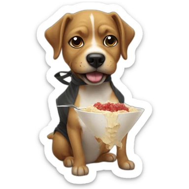 dog like ninja eating lovely cute shit sticker