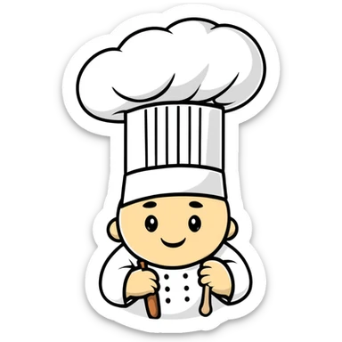 A traditional white chef's hat, tall and puffed, symbolizing culinary expertise sticker