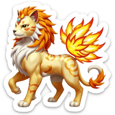 Pyroar-Solgaleo-Fakémon-hybrid-creature (full body)  sticker