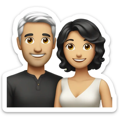 smiling husband and wife with black hair sticker