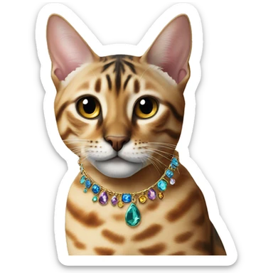 Bengal and Savannah cat jewel collar sticker