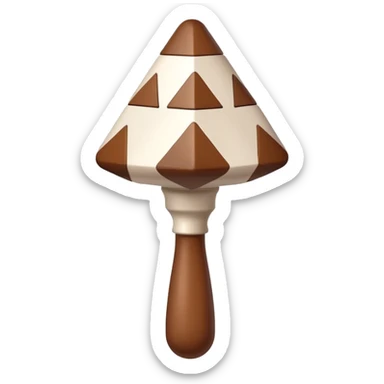 White rattle with brown triangles outlined on it sticker