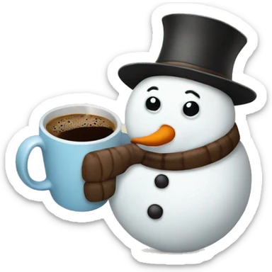 a snowman with coffee ☕ sticker