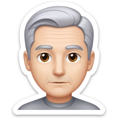 man with short, slicked-back gray hair loyal sticker