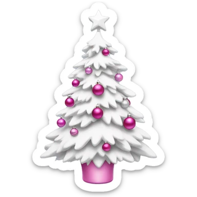 white christmas tree with pink ornaments  sticker