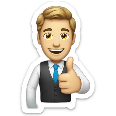 happy businessman with thumbs up sticker