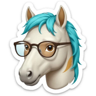 whitehorse head with turquoise hair and glasses sticker