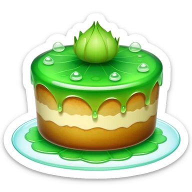 Water chestnut cake translucent jelly dessert, simplified emoji style with bold outlines and bright colors, cartoon style Matai Gao Cantonese sweet sticker