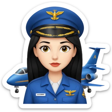 Femme cheveux long noir travaille dans le domaine de l'aéronautique gros sourcils sticker