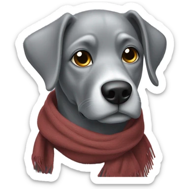 Solid gray dog wearing scarf looking at viewer sticker