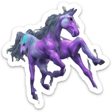 .Zombie_ Vaporwave black holographic oilslick zombie unicorn yellow caution tape graffiti Pegasus sticker