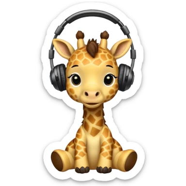 baby giraffe with headphone sticker