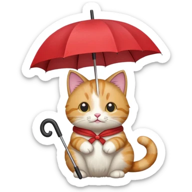 cat holding an umbrella sticker