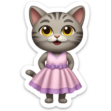 a cat wearing a dress sticker
