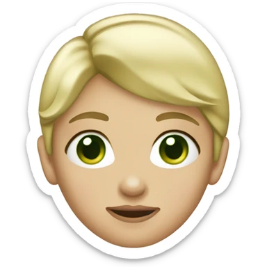 a girl with short blond hair and green eyes sticker