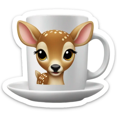 Baby deer drinking coffee sticker