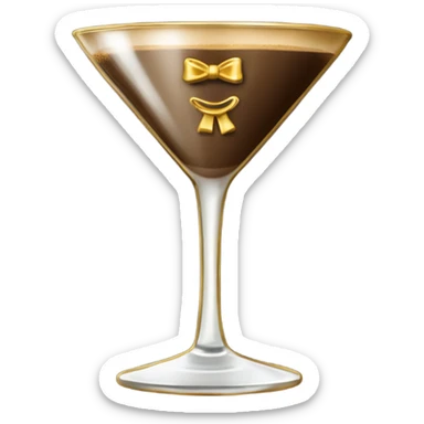 gold rimmed espresso martini glass with gold bow sticker