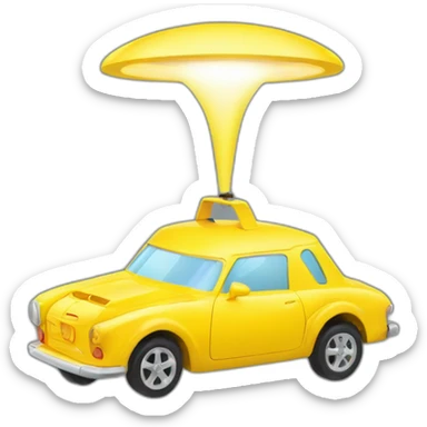 Coche amarillo con luz rotativas en techo  sticker