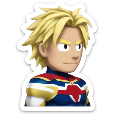 very developed gutes of All Might from the back sticker