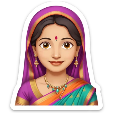 Indian mother in a colorful saree, gentle smile sticker