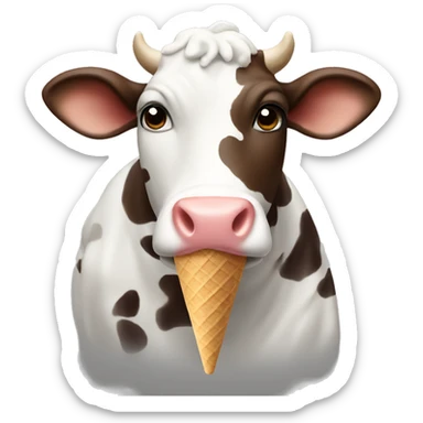 Cow eating ice cream  sticker