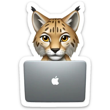 A lynx with a laptop sticker