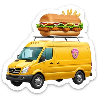 Barbie’s insanely hot chicken sandwich Extended length Sprinter 4500 van high roof off road rally delivery truck capable of rock and desert racing  sticker