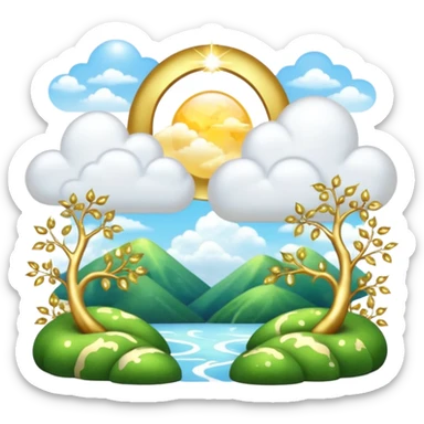 White and glittery gold with marble stones, vines, divine, heavenly, spiritual, pure, glowing, cute clouds, sunshine, sparkly, beautiful, elegant, luxurious, pretty, aesthetic scenery scene picture   sticker