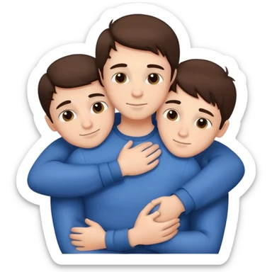 Three young brunette brothers hugging each other sticker