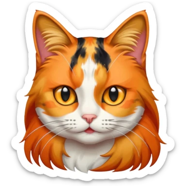 One eyed long hair calico cat sticker