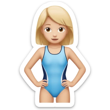A girl wearing a school swimsuit sticker