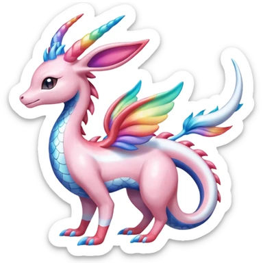 Shiny Sparkly beautiful gorgeous ethereal Rainbow Scaley Exotic Aurorus-Sylveon-Milotic-Dragonair-Fakémon-hybrid-creature (full body) sticker