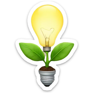 a plant with an idea lightbulb sticker