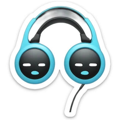 light blue and black headphones sticker