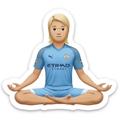 Erling Haaland long hair doing the lotus Manchester city  sticker