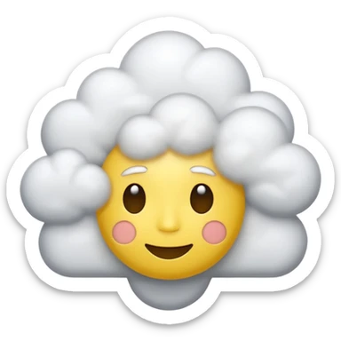 clouds spinning around the head of a yellow face emoji that looks spaced out sticker