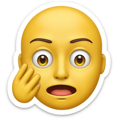 A straight face emoji with a slight look of disgust, a horizontal hand where the neck would be. All yellow. It should be a normal emoji with no body parts except the floating hand sticker