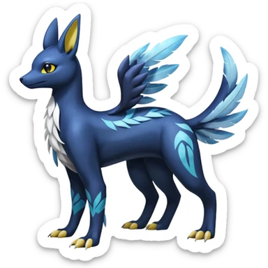 Manectric-Electrike-Lugia-Umbreon-Drakeon-Fakémon-hybrid-creature (full body), 4 legs sticker