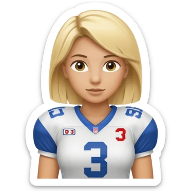 blonde female football player wearing number 33 sticker