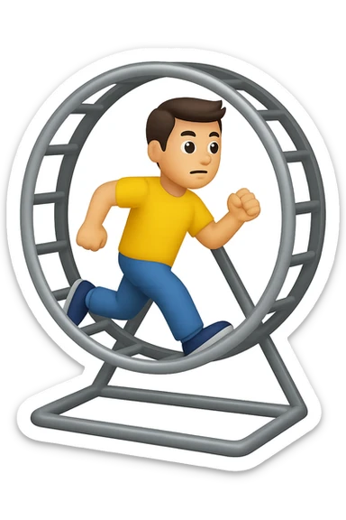 Uomo che corre dentro la ruota del criceto emoji style iphone  sticker