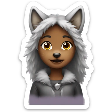 furry girl dressed as a cute wolf
 sticker