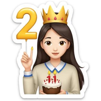 Asian girl long brunette hair 21st birthday  sticker